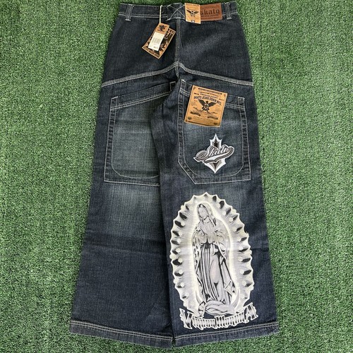 VTG Cyber Y2K Skato Mother Mary Wide-Leg Blue Jeans 31x30 VTG Cyber Y2K Skato Mother Mary Wide-Leg Blue Jeans 31x30