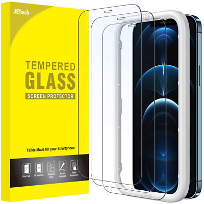JETech Full Coverage Screen Protector for iPhone 12 Pro Max 6.7-Inch, 3-Pack