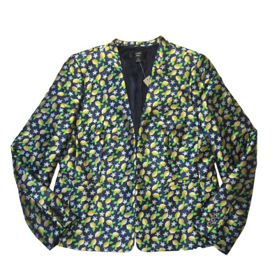 NWT J.Crew Going Out Blazer in Navy Lemon Jacquard Open Front Jacket 6