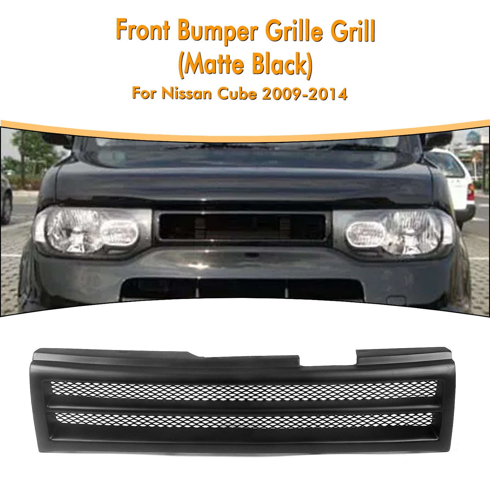 Matte Fiberglass Front Bumper Grille Mesh For Nissan Cube 2009