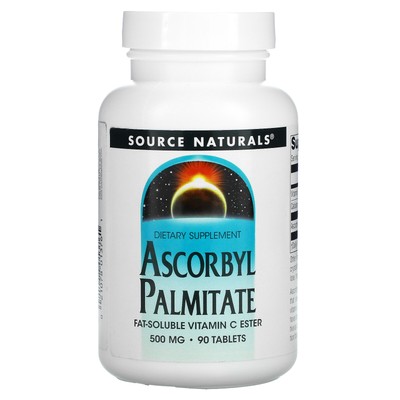 Source Naturals Аскорбил пальмитат 500 мг 90 таблеток без молочных продуктов, без яиц,