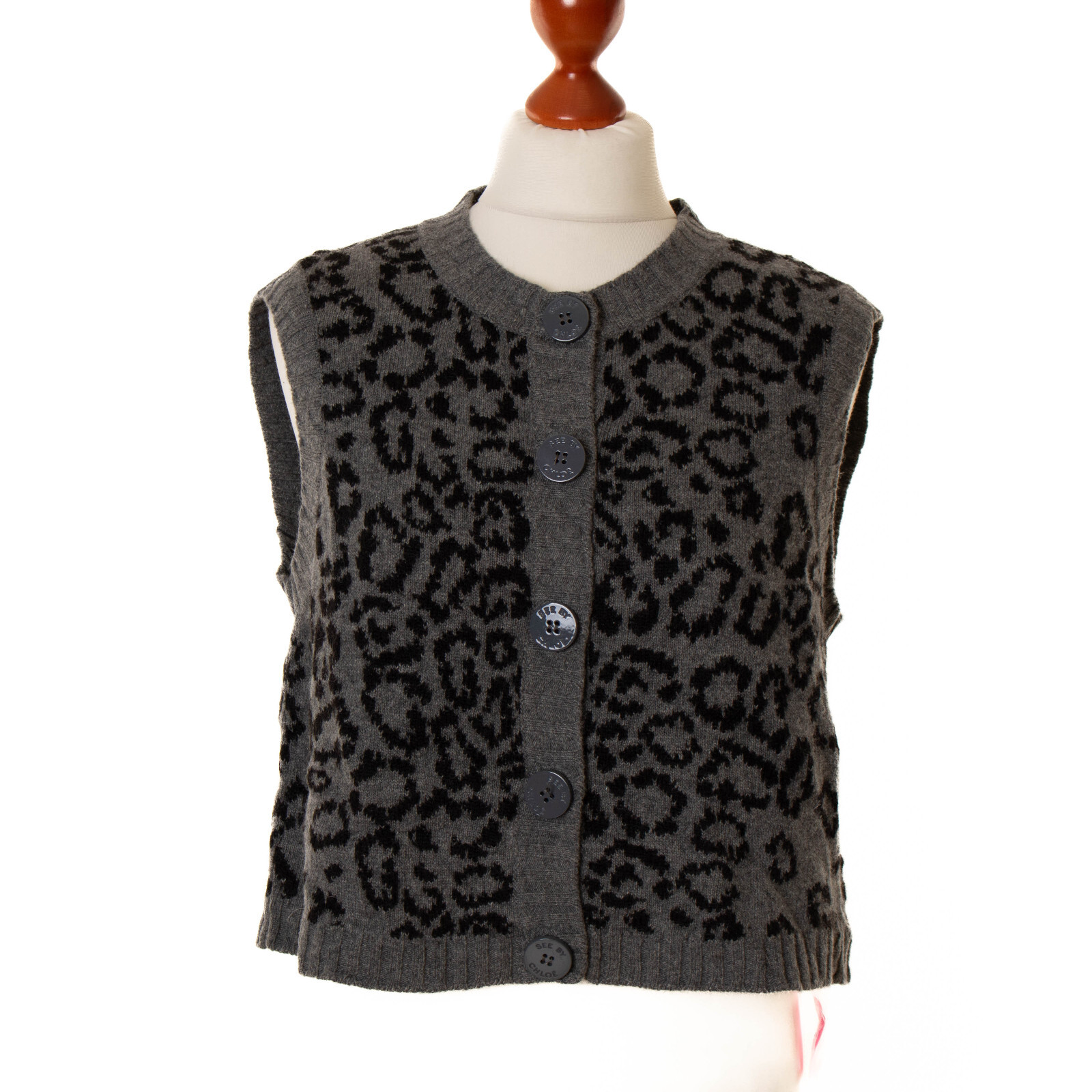 クロエ　シャッツ SEE BY CHLOE 28% wool 7% cashmere 5% angora grey waistcoat