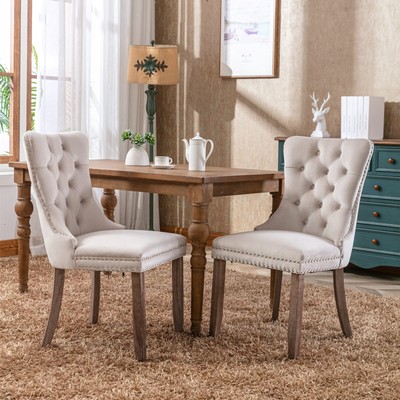 Nikki Modern Velvet Upholstered Dining Chair - Solid Wood, High-end Tufted