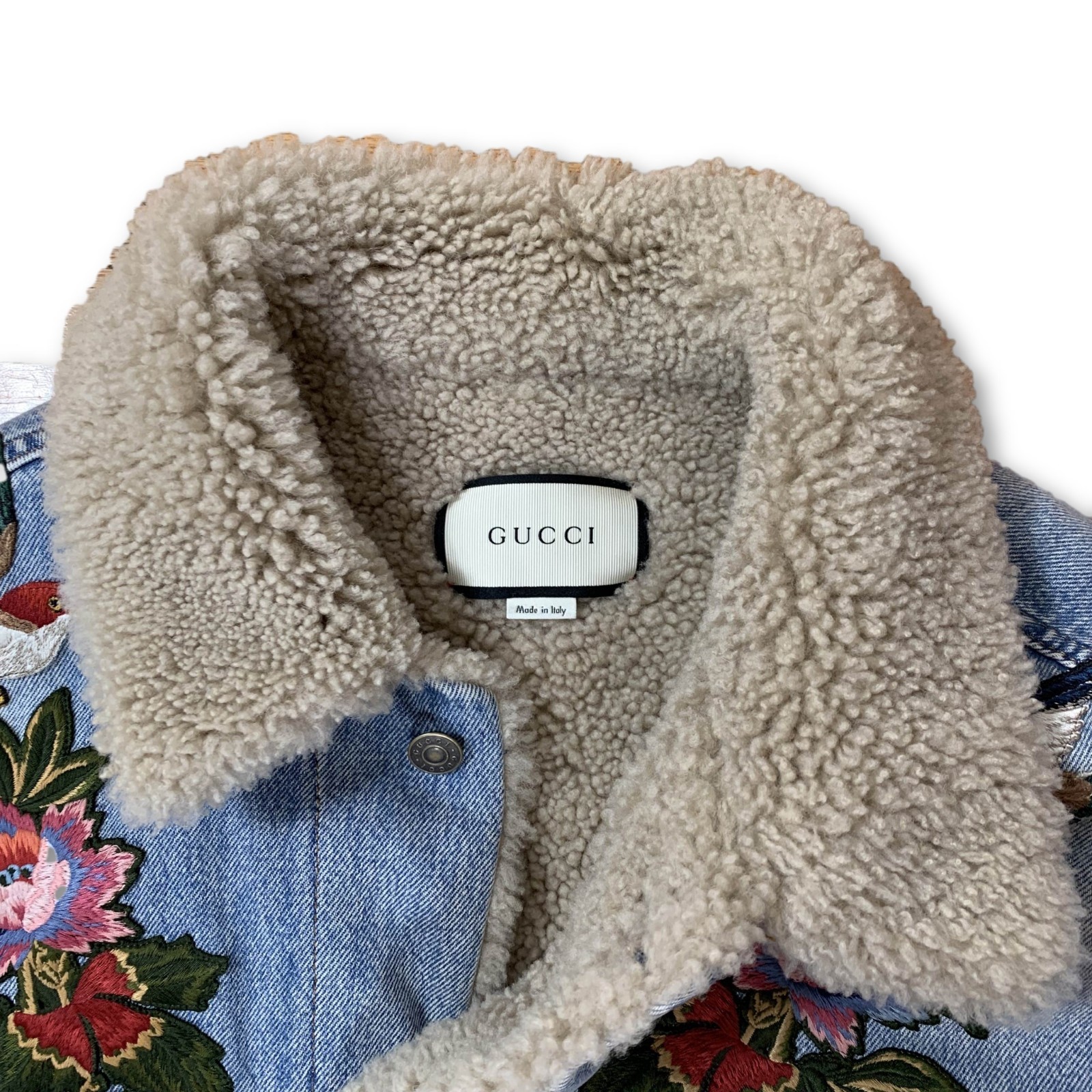 gucci shearling denim jacket