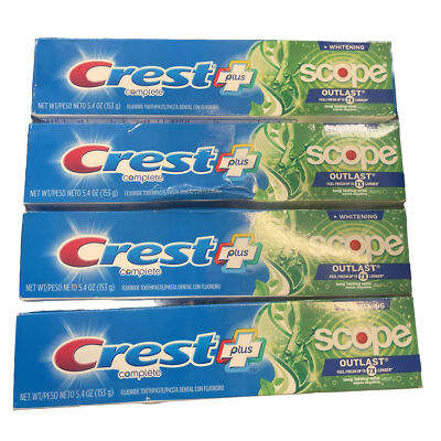 4X Crest Complete Plus Scope Whitening Toothpaste Outlast 5.4oz & Oral-B Floss