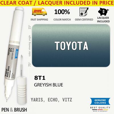8T1 Touch Up Paint for Toyota Gray YARIS ECHO VITZ GREYISH BLUE Pen Stick Scratc