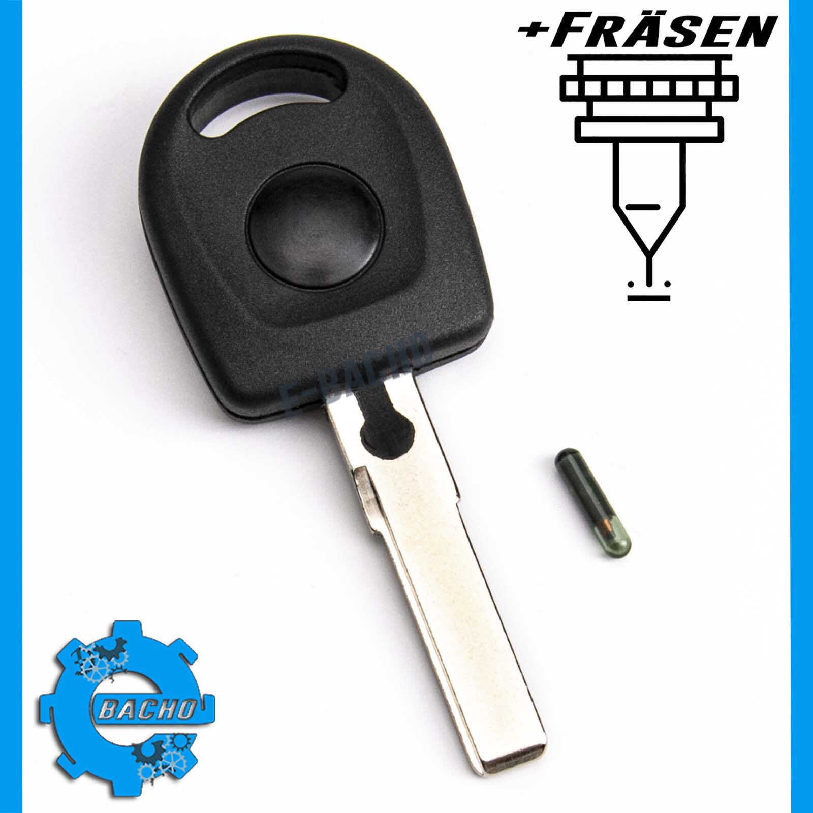 SCHLÜSSEL FÜR VW GOLF 4 IV BORA SEAT SKODA CHIP ID48 + SCHLEIFEN FRÄSEN