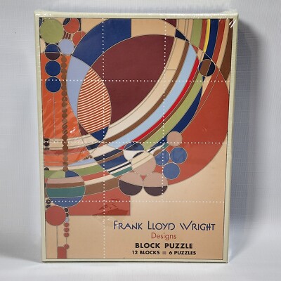 NEW Frank Lloyd Wright Block Puzzle 12 Blocks 6 Designs Pomegranate PB006