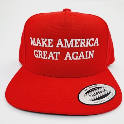 MAGA Trump 2024 Red Hat Cap  Embroidered Flat Bill Snapback 
