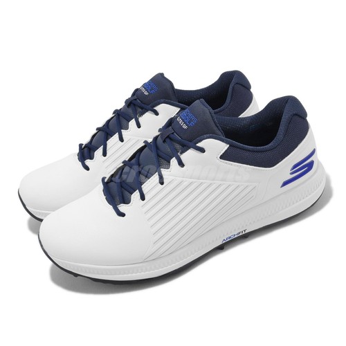 Мужские туфли для гольфа Skechers Go Golf Elite-5 GF White Navy Blue Spike 214065-WNVB