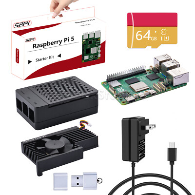 ABS Black Case Kit  with Cooler Power SD Card Raspberry Pi 5 board 4GB/8GB
