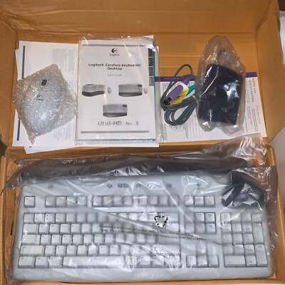 Vintage Logitech Cordless Desktop iTouch Cordless Keyboard and Wheel Mouse 