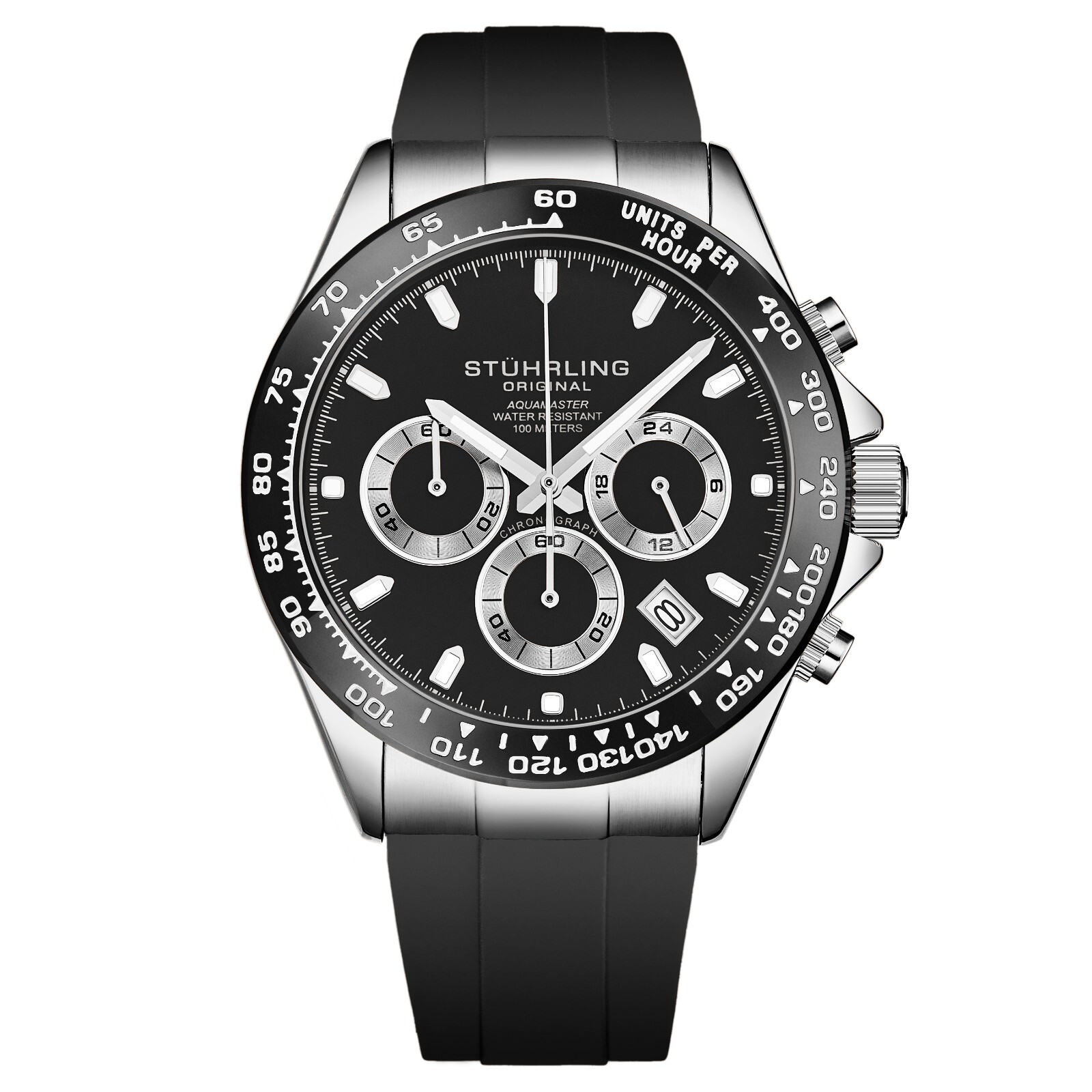 Stuhrling 4050 Men's Hattori VK63 Quartz Chronograph SS Case