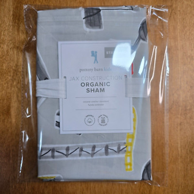 POTTERY BARN KIDS JAX CONSTRUCTION STANDARD SHAM ~ GRAY MULTI