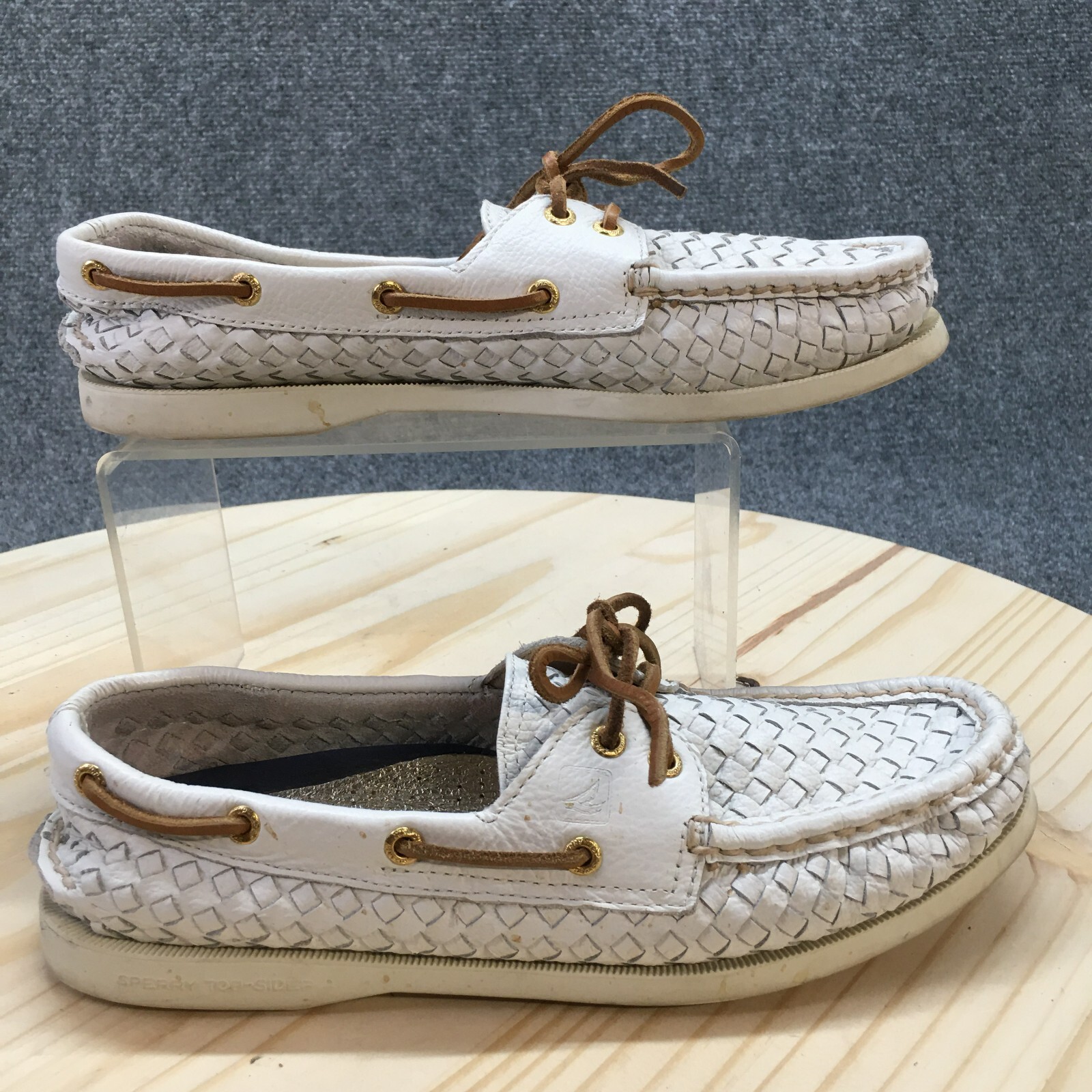 Sperry Boat Shoes Womens 8M Authentic Original 2-Eye Woven White Leather 9295478 | eBay Sperry Boat Shoes Womens 8M Authentic Original 2-Eye Woven White Leather 9295478 | eBay