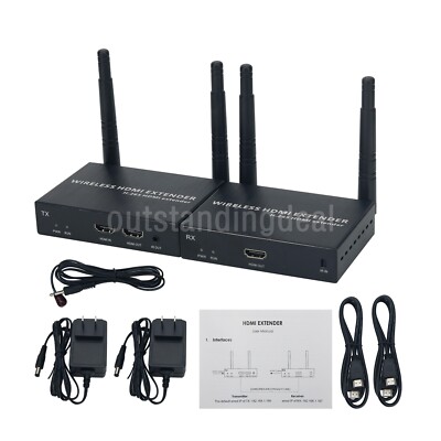 Wireless HDMI Extender TX+RX 200M 1080P Transmission Support IR Remote Control-