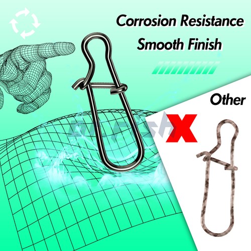 50/500pcs Fishing Duo-lock Snap Clips 25-220 LBs Stainless Steel Lure Tackle