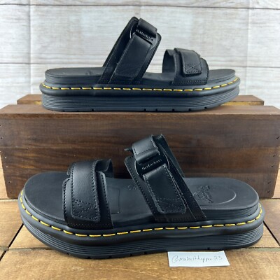 Dr Doc Martens Chilton Leather Slide Sandals Balck Hydro Men Size 9/Women 10