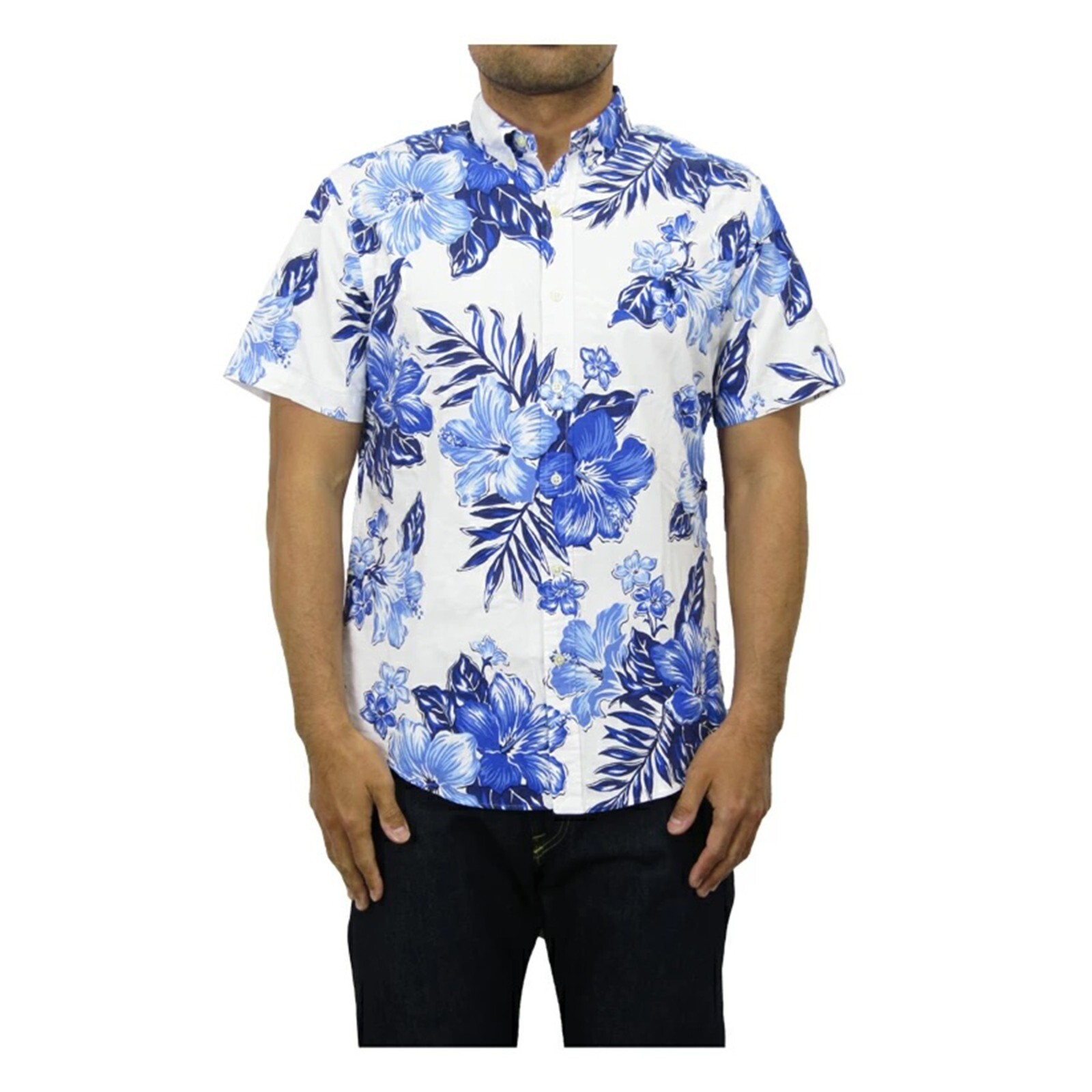 Оксфордская рубашка Polo Ralph Lauren с коротким рукавом и цветочным принтом Aloha на пуговицах приталенного силуэта