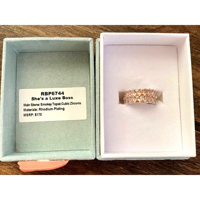 Bomb Party Luxe Bands RBP6744 She's a Luxe Boss Smokey Topaz Cubic Zirconia Sz 5