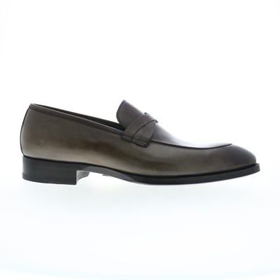 Мужские серые кожаные мокасины и слипоны Di Bianco Siena Deco SBP897 Penny Shoes