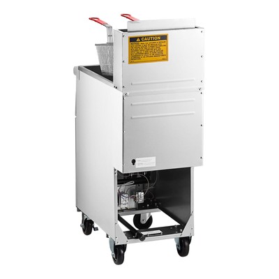 Liquid Propane 50 lb. Stainless Steel Floor Fryer - 120,000 BTU