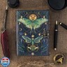 Blank Spell Book of Shadows Journal with Lock Clasp Vintage Handmade Leather Luna Moths and Morpho Butterfly Print Diary Prayer Pagan Witchcraft Supplies Wiccan Decor Notebook Daily (10x7)