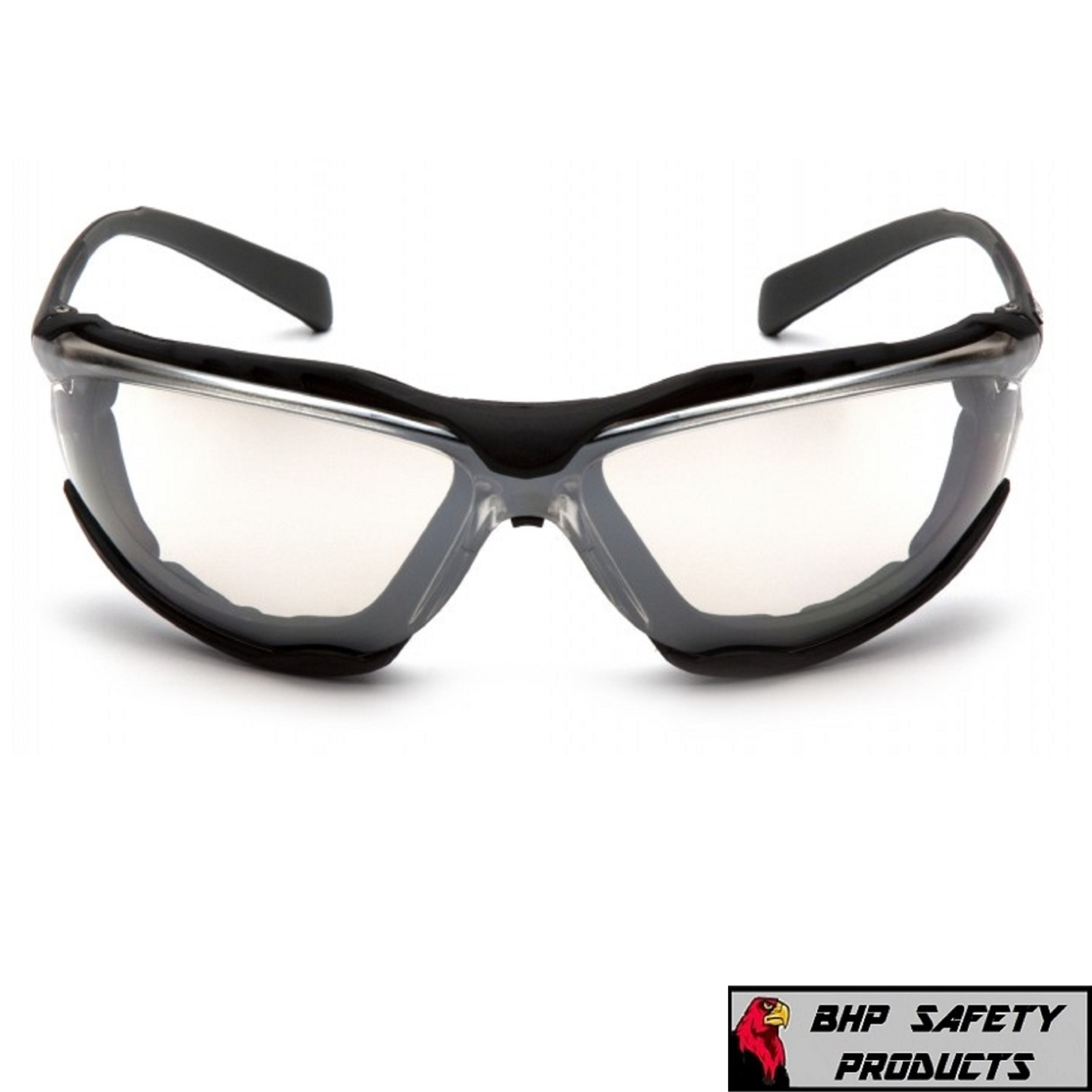 Pyramex Proximity Safety Glasses Foam Padded Black Frame Clear Anti-Fog Lens