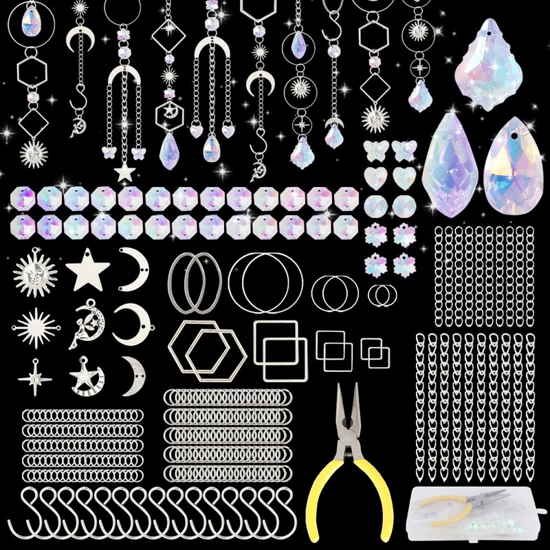 300 Pcs DIY Crystal Hanging Decor Making Kits Colourful Craft