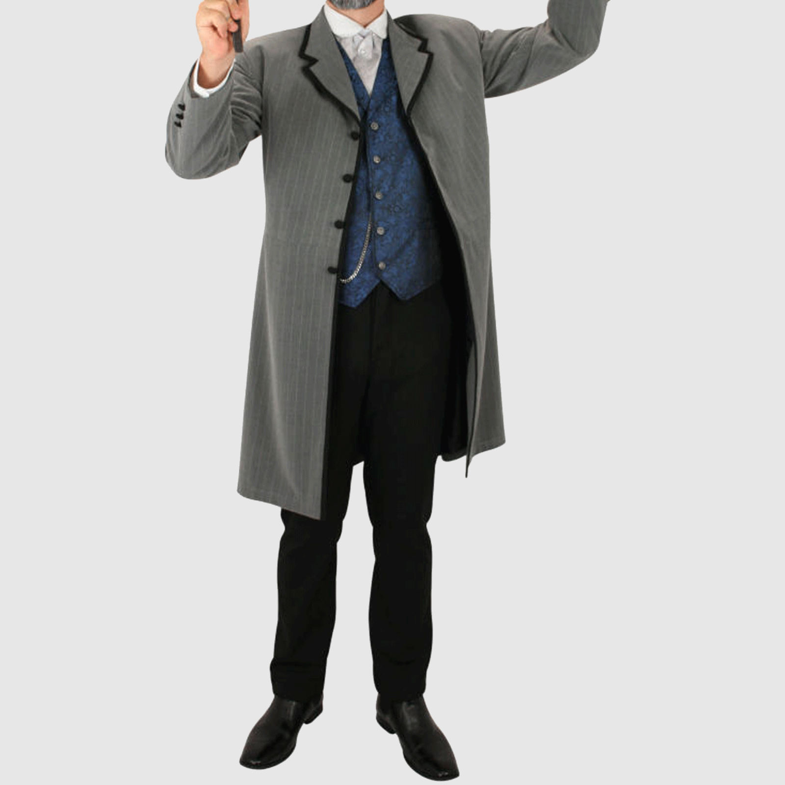 Pre-owned Handmade Men's Carrington Frock Coat, A Superb Show Of Wool Coat In Gray