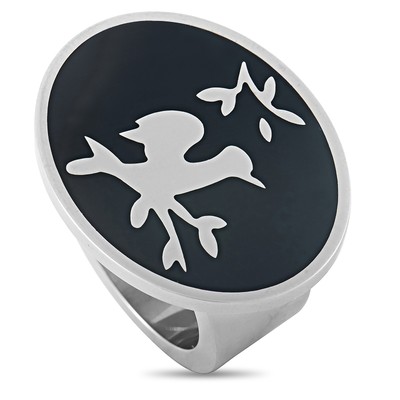 Swatch Treehome Stainless Steel and Black Resin Ring JRB011