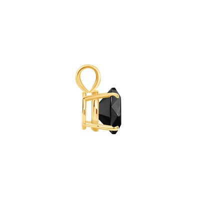 Pre-owned Shine Brite With A Diamond 2.25 Ct Round Cut Black Solid 14k Yellow Gold Solitaire Pendant 18" Necklace