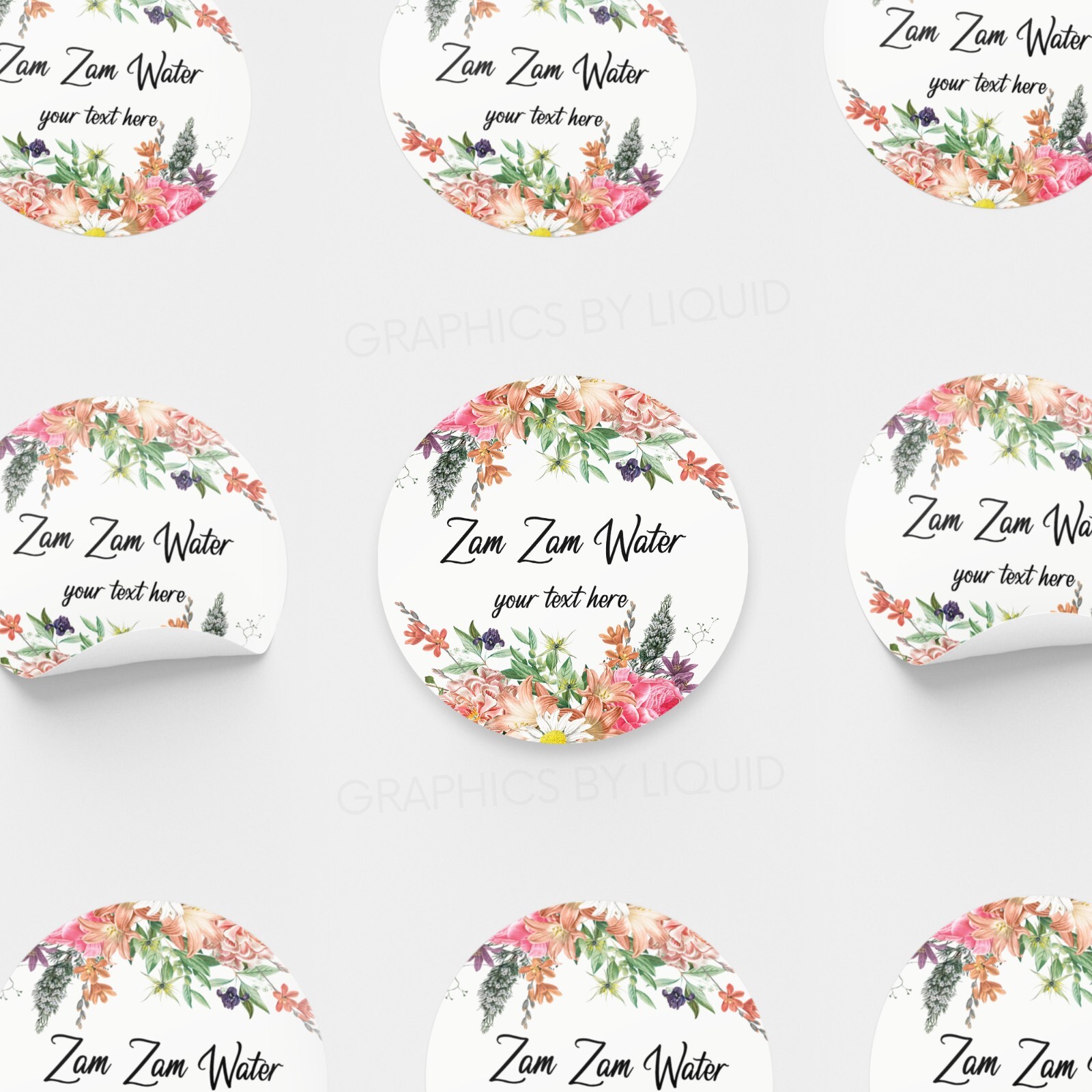 Zam Zam Water stickers personalised zam zam label, Zam Zam gift favour