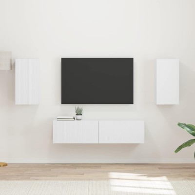 TV Cabinet Set 4 pcs White Engineered Wood