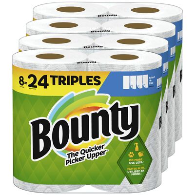 Bounty Select A Size Paper Towels Pack Of 8 Triple Rolls 135 Sheets