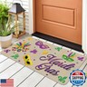 Moucuny Mardi Gras Doormat Indoor Outdoor 17'' x 29'' Mardi Gras Mask Front Door Mat Washable Non Slip Backing Rubber Floor Rug for Porch Entry Stair Kitchen Bathroom Decor