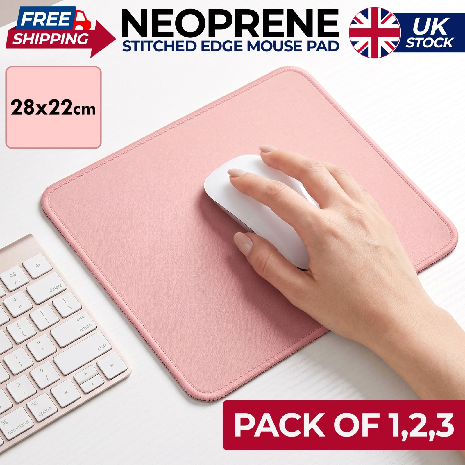Rose Gold Mouse Pad 280 x 220 mm | Waterproof Non-Slip Desk Mat | 1X, 2X and 3X