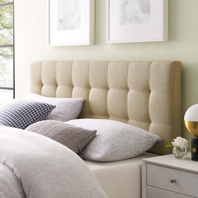 Modway Tufted Upholstered Fabric Square King Size Headboard 