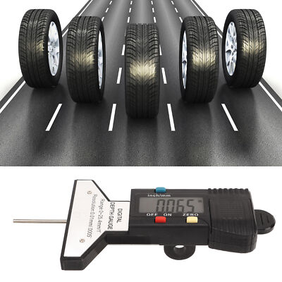  Digital Tyre Tread Depth Gauge Inch Mm Conversion 0 25.4mm Range LCD Display