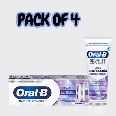 4 x Oral-B 3D White Luxe Perfection Toothpaste 75ml Advanced Whitening