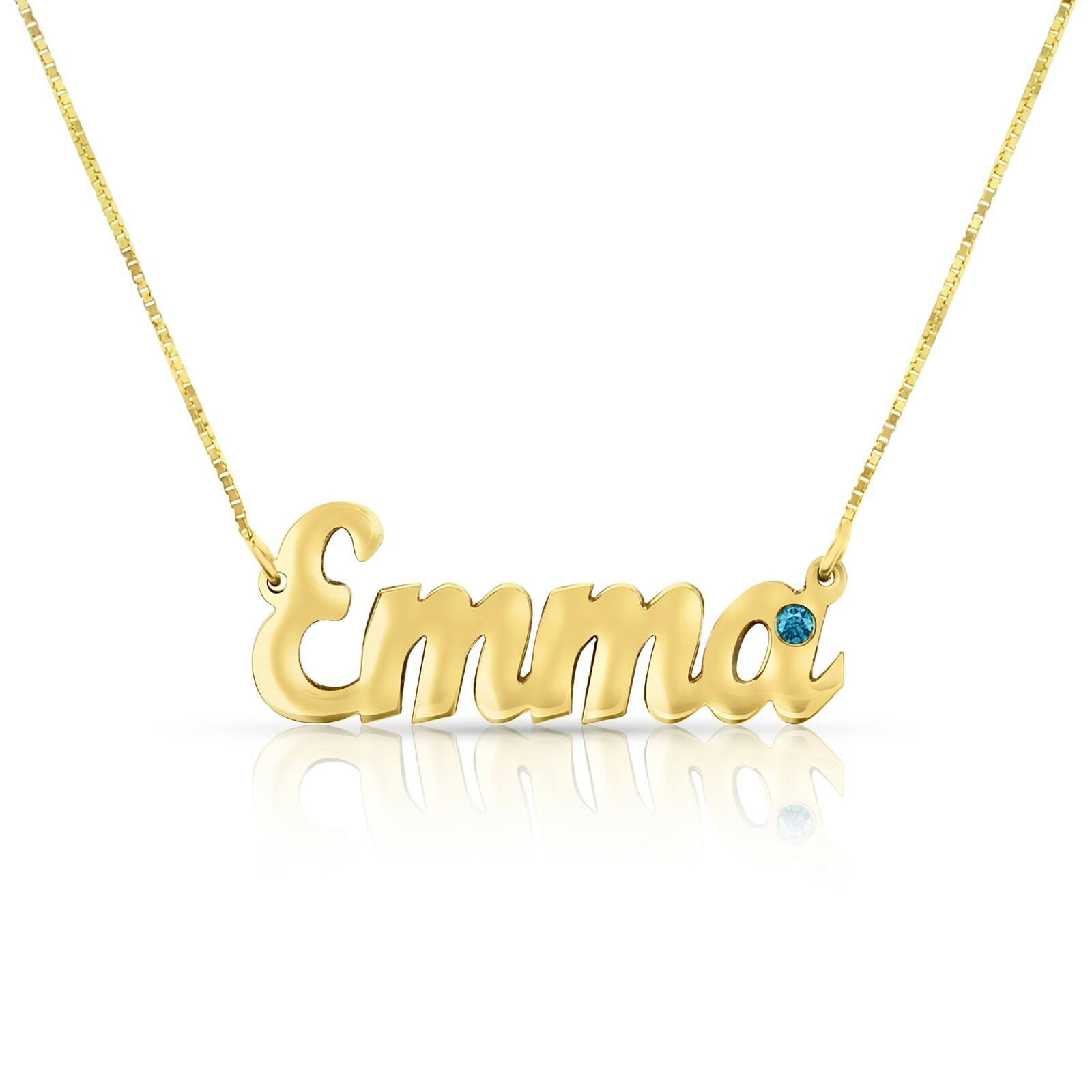 Pre-owned Kgm Diamonds Name Pendant Blue Diamond 0.03 Ct Carrie Necklace Gold Personalize Christmas In Yellow