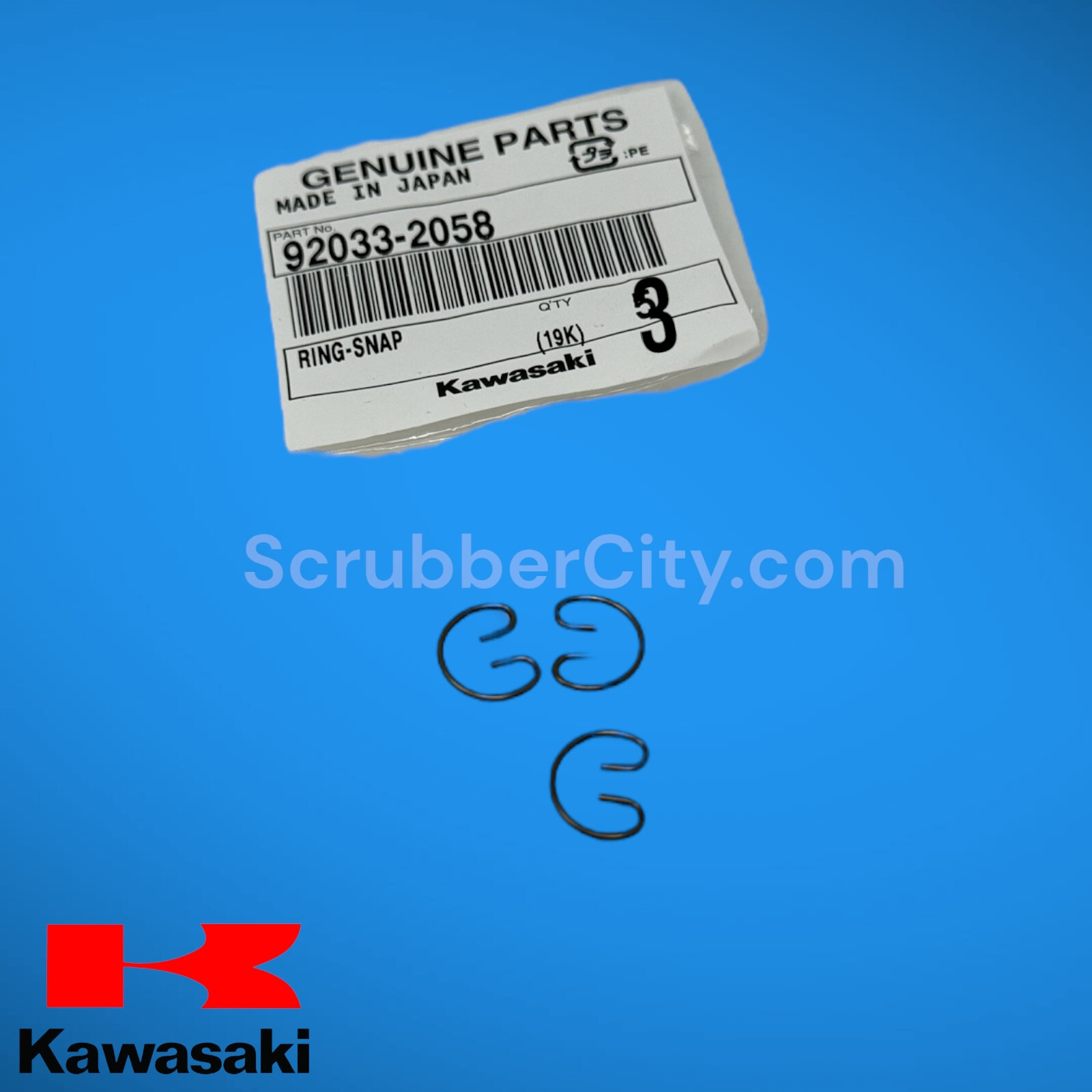 3 Kawasaki Blower KRB650, KRB750, Snap Ring NOS 92033-2058