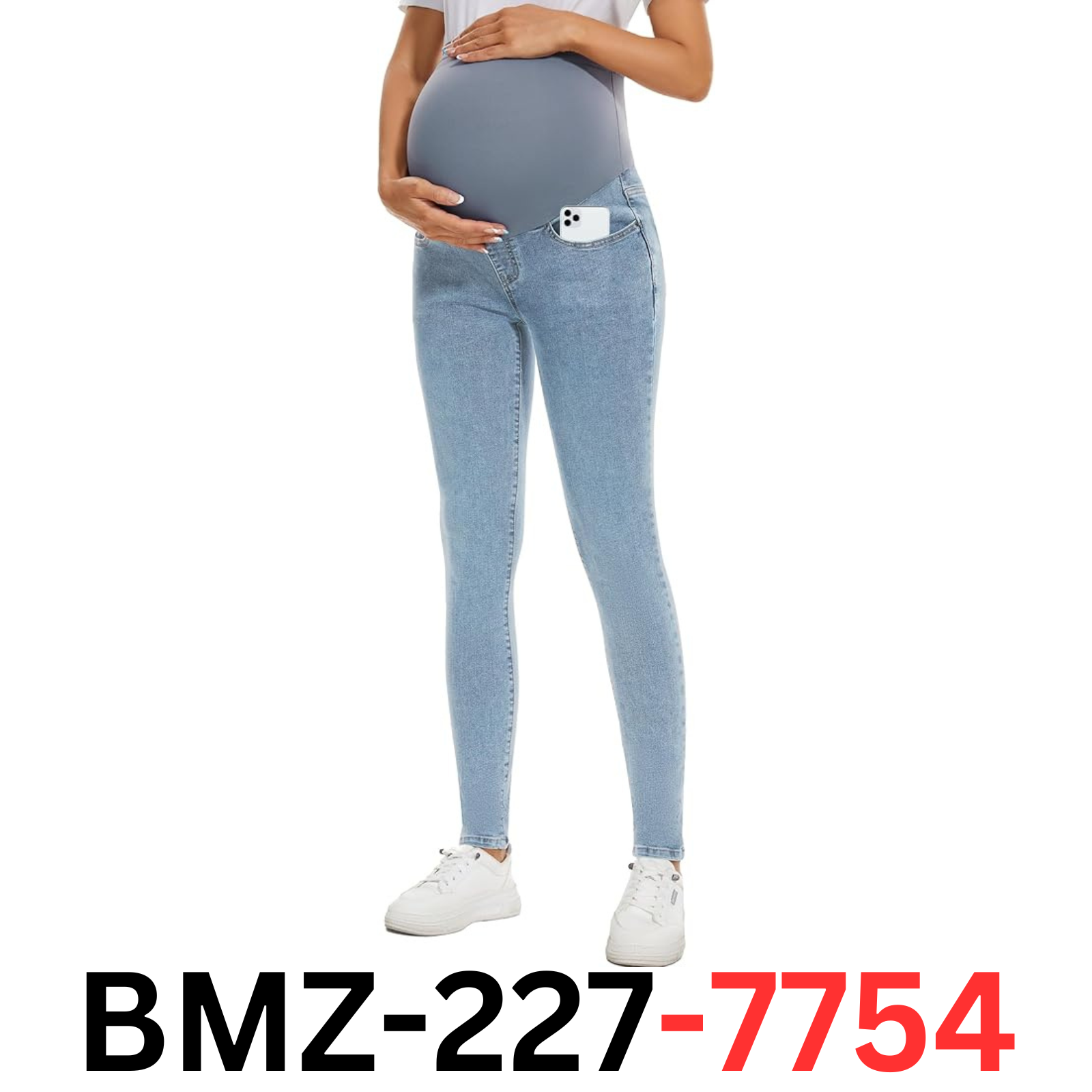 POSHGLAM Women's Maternity Jeans Over Belly Skinny Denim Comfy Stretch Jegging S