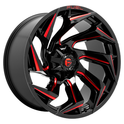 1 New 17X9 6X135/6X139.7 -12 Fuel 1PC D755 Reaction Gls Blk Milled W/ Red Tint 