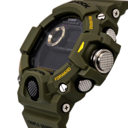 Pre-owned Casio Gw9400-3 Men's G-shock Black Digital Dial Olive Resin Strap Chrono Watch