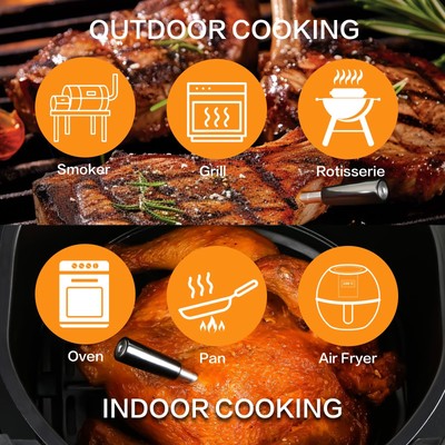 Wireless Meat Thermometer Food Thermometer with Smart Booster/Wireless Probe ...