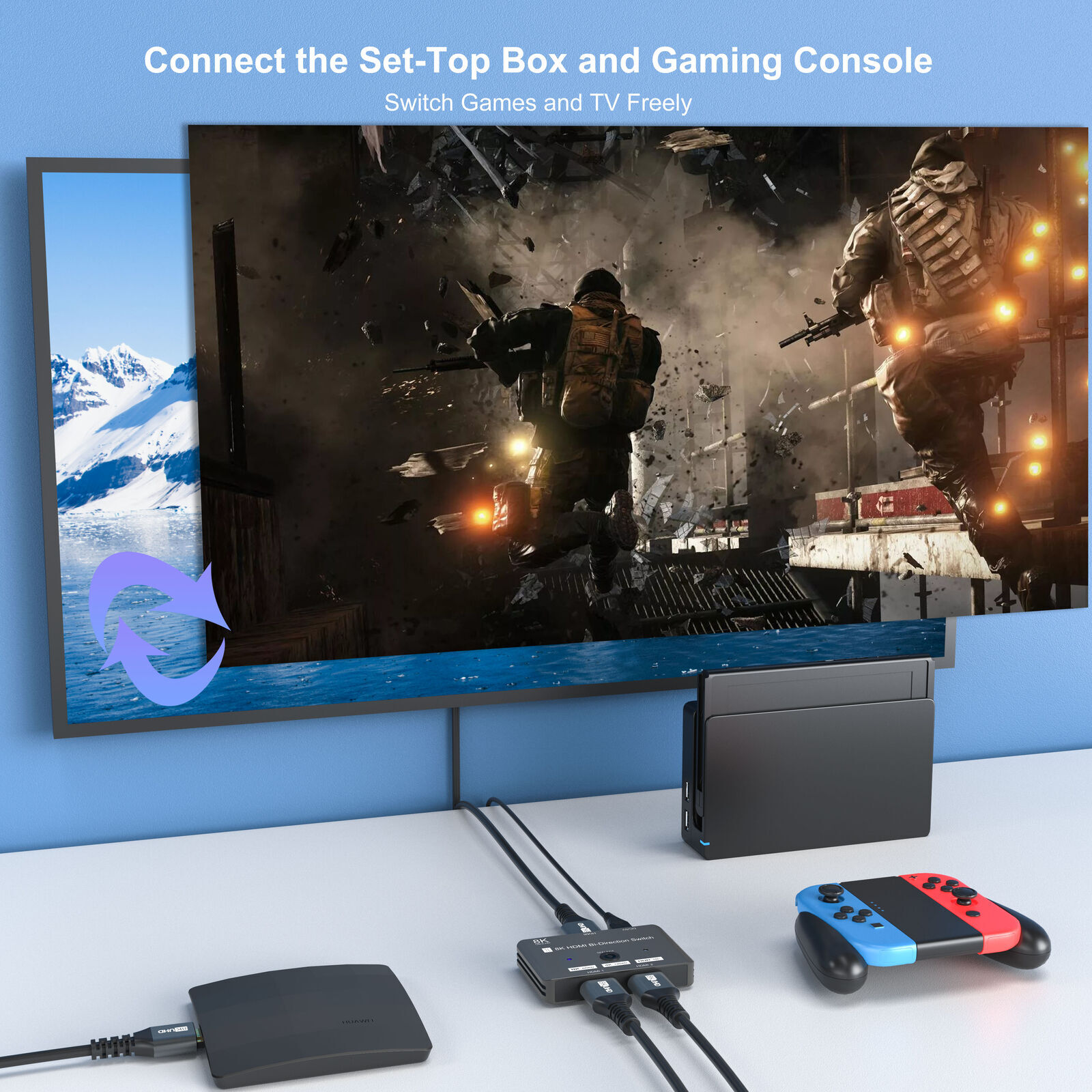8K 4K Bi-Direction HDMI2.1 Cable Switch Switcher Splitter Adapter 2x1 1x2 In Out