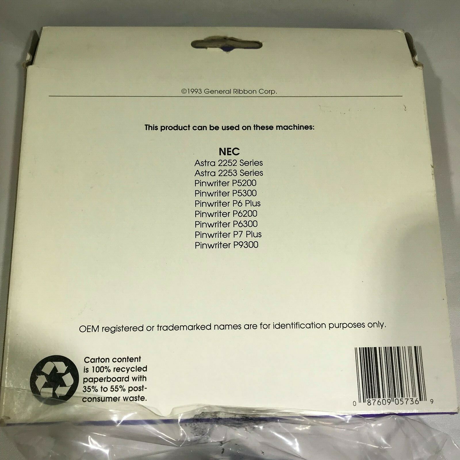 NEC Pinwriter Black Nylon Ribbon Typewriter T433 Vtg 1993 1/2 Inch Tape GRC USA