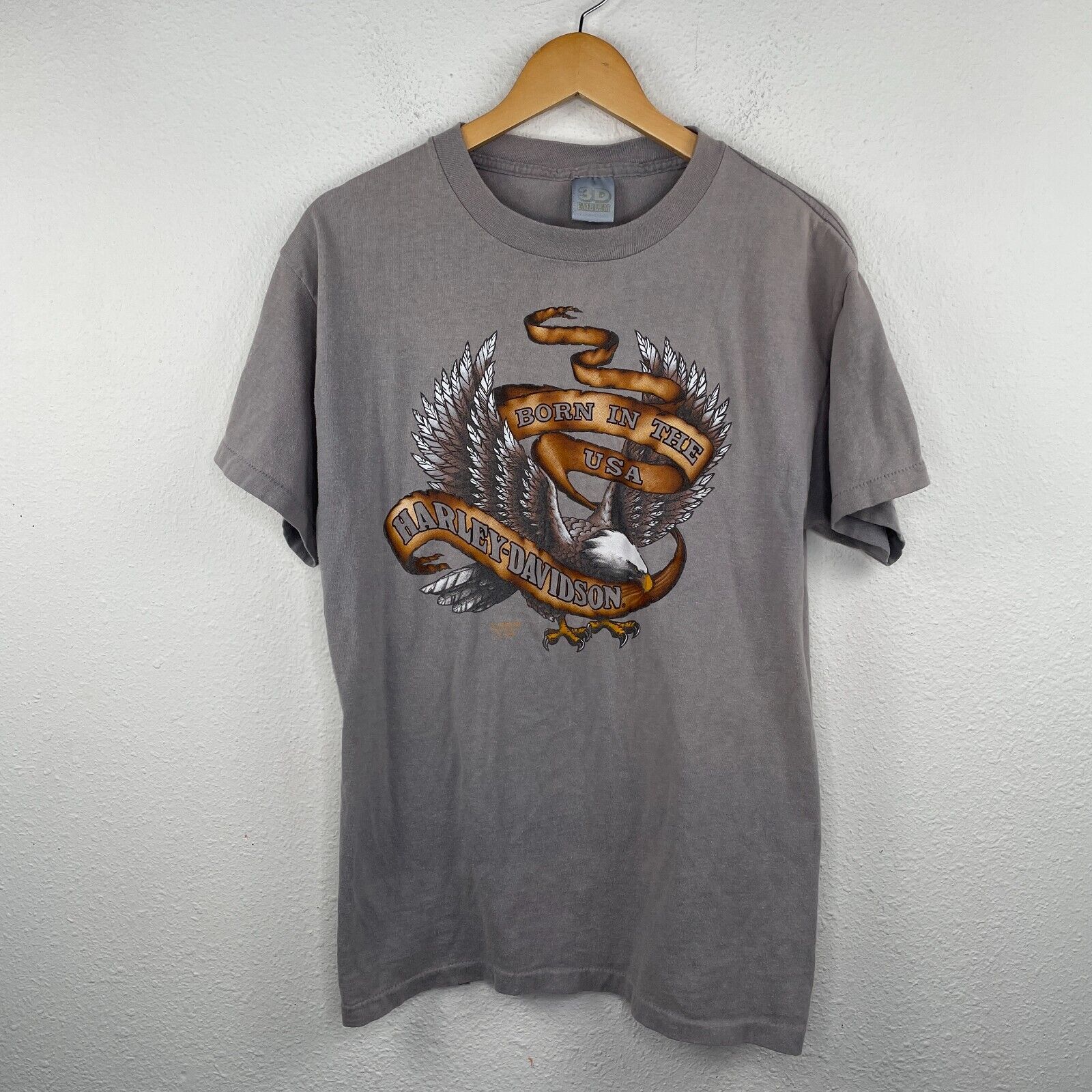 Vintage Harley Davidson 3d Emblem Born In The USA Shirt 1990 Vintage Harley Davidson 3d Emblem Born In The USA Shirt 1990