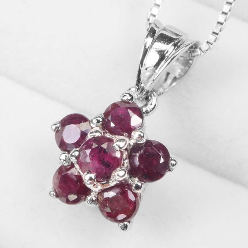 Floral Red Ruby Rare 925 Sterling Silver Pendants Natural Gemstone Fine Jewelry